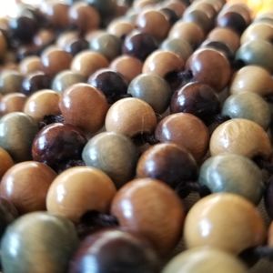 Vintage Tri- Color, Wood Beaded Purse